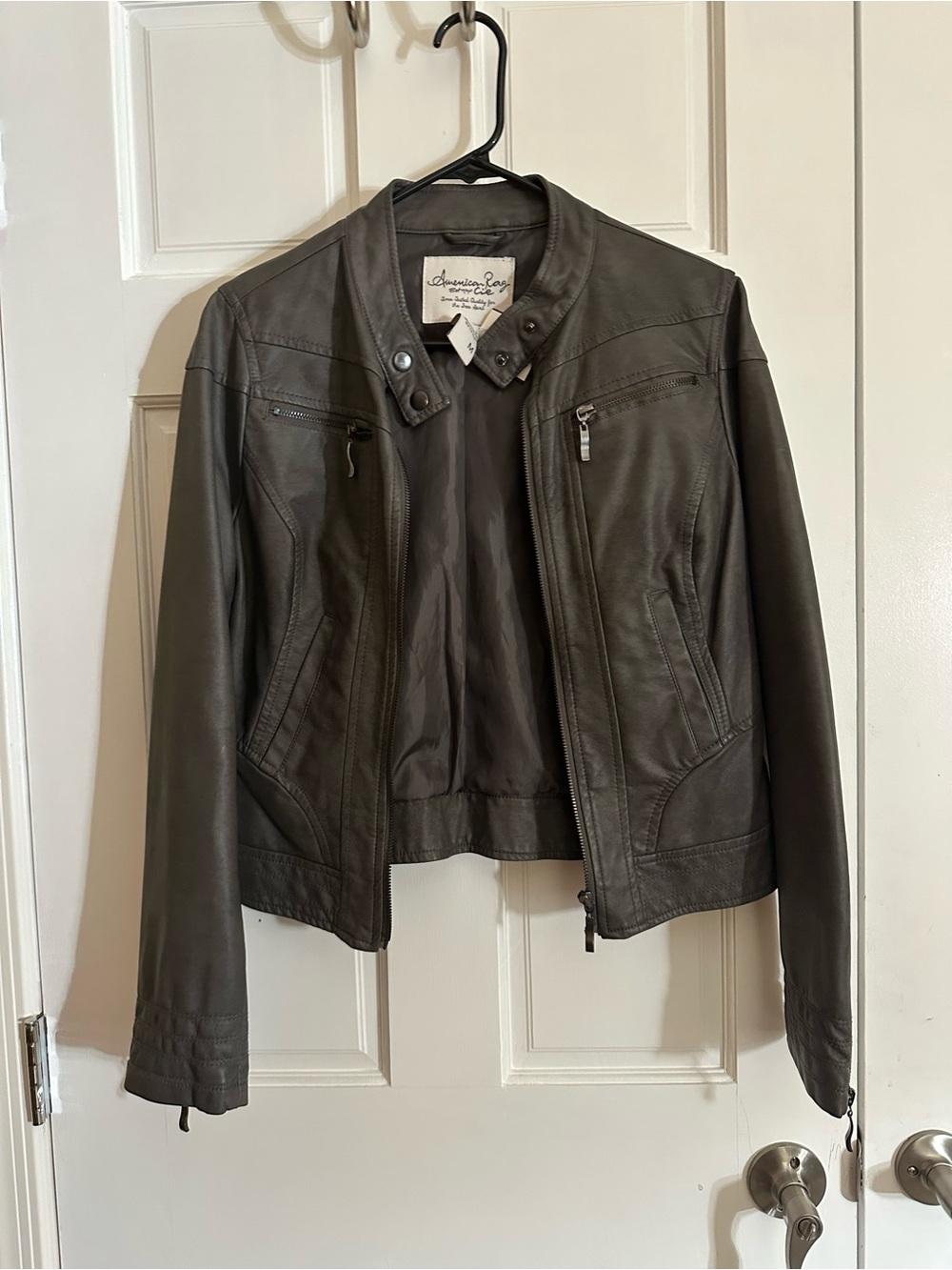 Signature Women's Black Faux Leather Moto Jacket